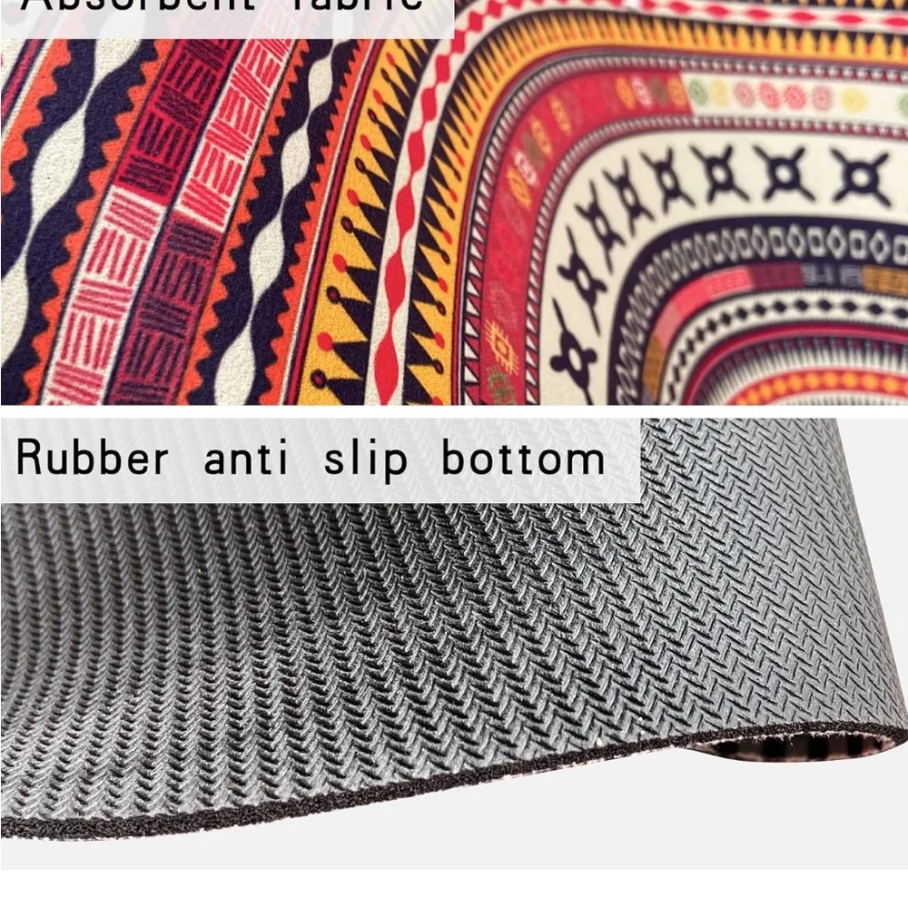 Boho Half Round Super Absorbent Thin Rubber Non-slip Bottom Shower🛁Rug